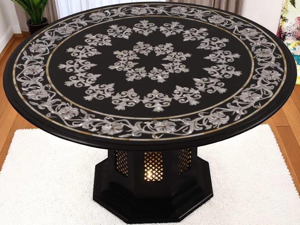 Round Coffee Inlay Table : Semi Precious Stone 